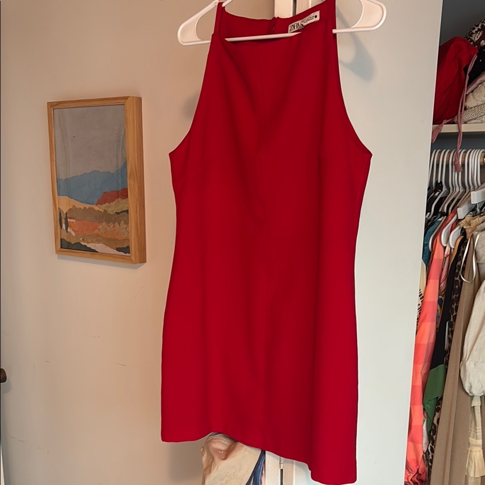 Zara Red Halter Sheath Mini Dress